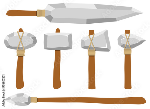 Stone Age Tools: A Collection of Primitive Axes, Hammers, and Spears