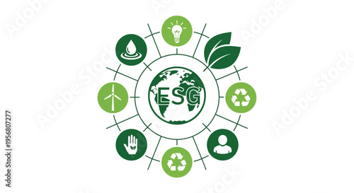 ESG concept with environmental social and governance icons.