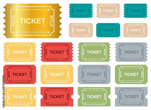 Colorful assortment of tickets for events, raffles, or admissions.