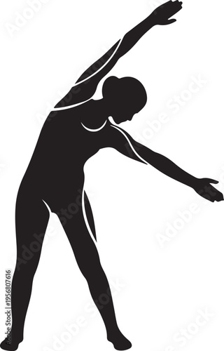Vector silhouette of woman stretching, yoga icon