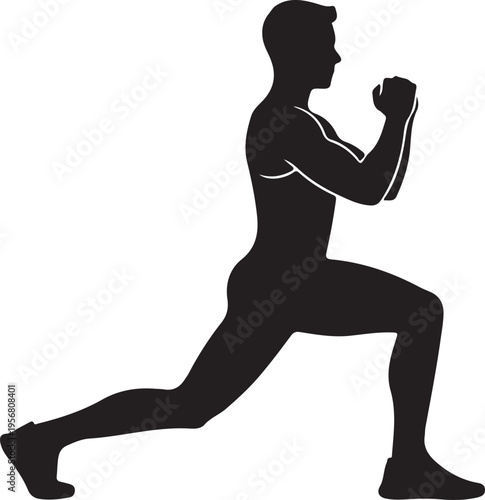 Black silhouette of a man in a lunge position vector