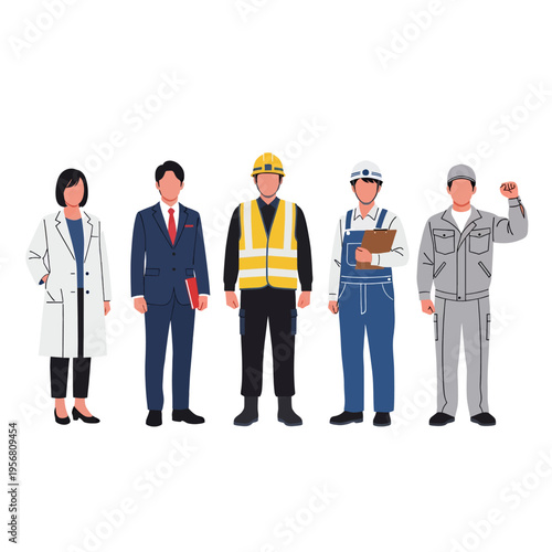 Diverse Professions Illustrated People Group Careers Jobs Occupations Workforce Representation Modern Flat Vector Graphic Design