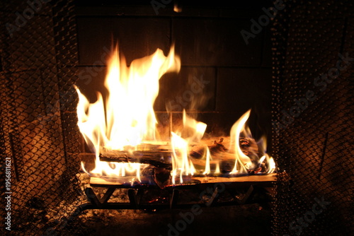 Wallpaper Mural fire burning in fireplace Torontodigital.ca