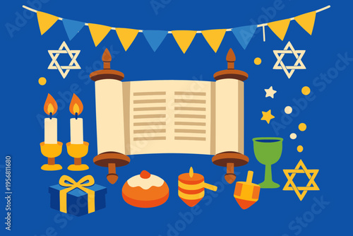 Last Day of Passover Celebration with Torah Scroll and Candles