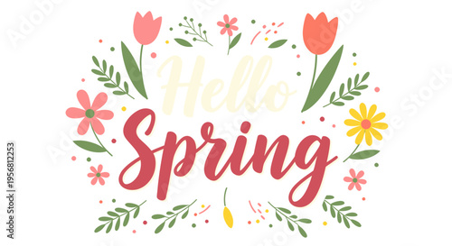 Embrace the vibrant awakening of nature with a charming, colorful floral illustration welcoming the joyous freshness of the spring season