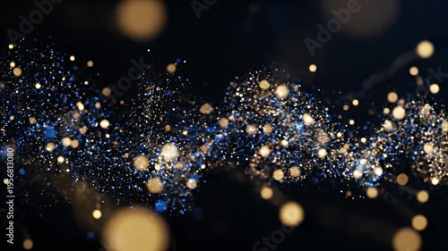 Wallpaper Mural A dark, blurred background with a luminous swirl of blue and gold particles Torontodigital.ca