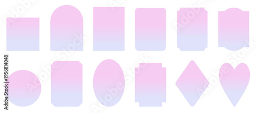 窓とグラデーションの空のフレームイラストセット　朝焼け