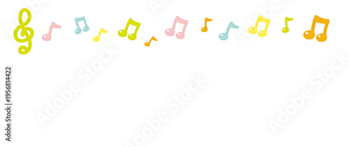 パステル音符のイラスト背景素材|ベイビー・キッズ向け素材/Pastel musical note illustration background material