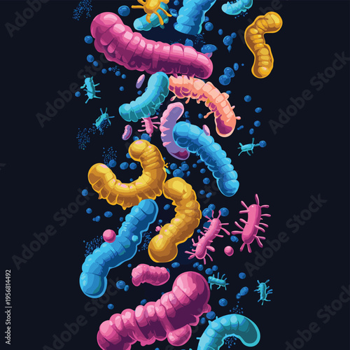 Bacterial microorganism in a circle. , vector style simple color