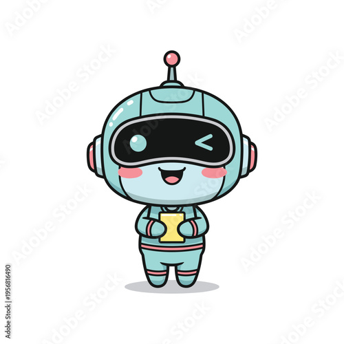 Robot Character Holding Paper Commercial Art