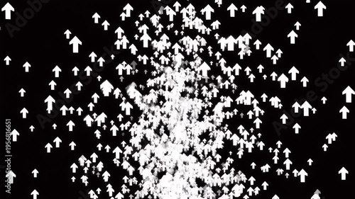 Wallpaper Mural White arrows ascend on a black background, clustered and scattered with varying sizes Torontodigital.ca