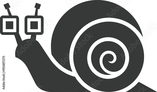 Snail silhouette icon, cute slow animal symbol, spiral shell mollusk illustration, simple wildlife design, nature creature graphic isolated