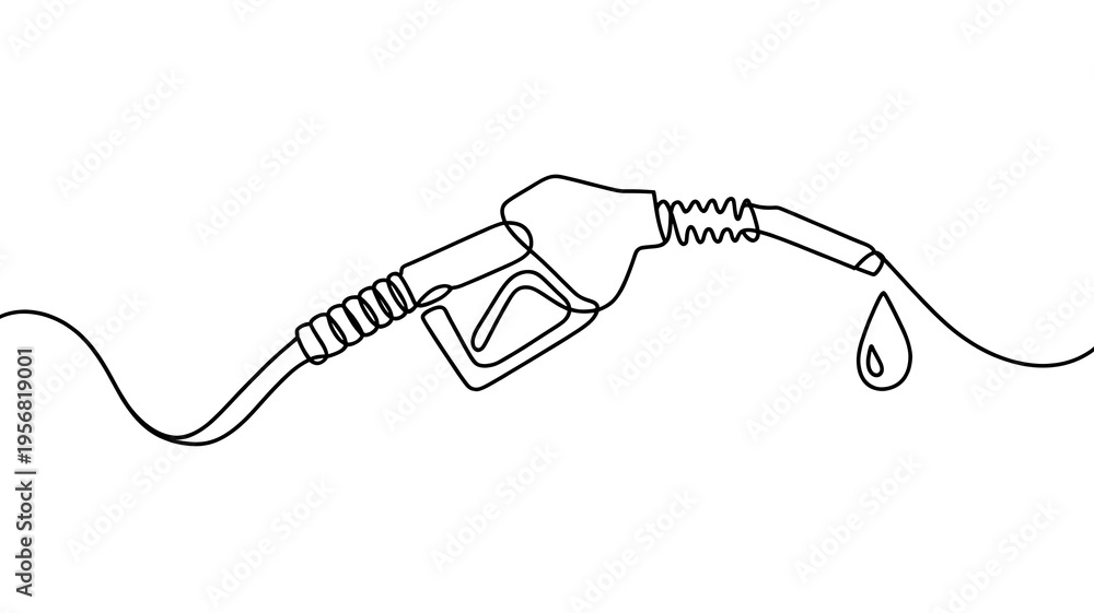 Obraz premium Fuel Gasoline Pump Illustration: Simple Line Art Icon in Black and White for Automobile Refueling Transporation
