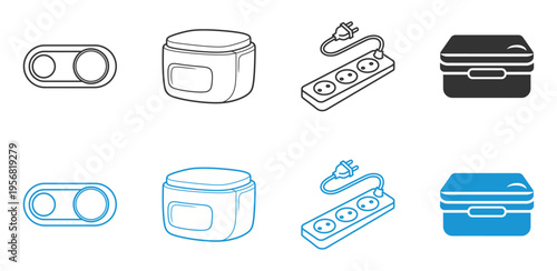 Collection of 3d printer and electronics icons in various colors