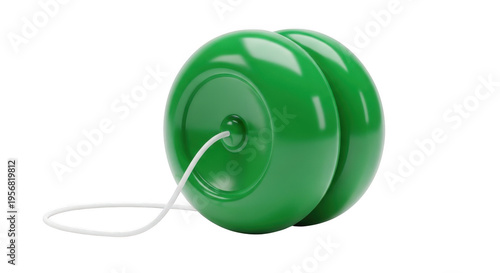 A green yo-yo with a white string