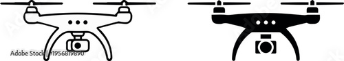 Drone icon comparison outline and silhouette