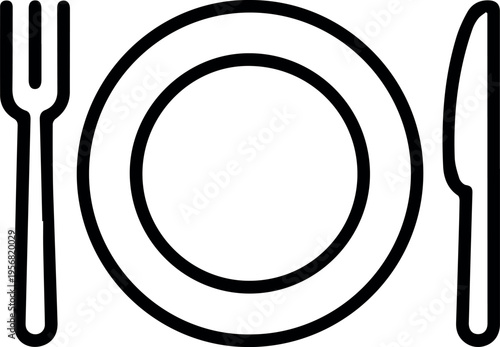 Fork plate knife dining icon for restaurant