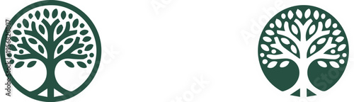 Tree circle emblem with people figures for community organizations