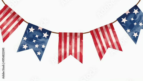 American flag bunting vector, patriotic pennant banner