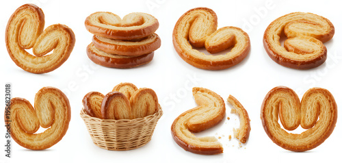 Assorted bagels on white background bread breakfast food pastry