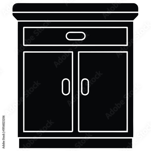 Kitchen cabinet icon on white background