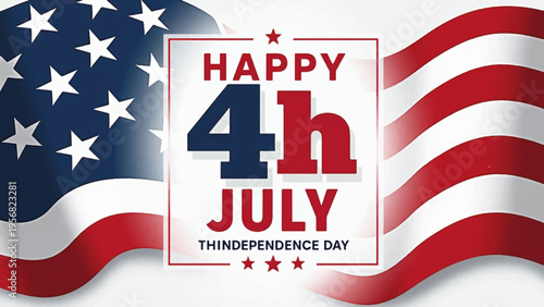 Happy 4th of July vector banner with American flag
