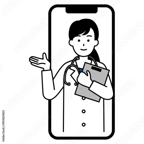 オンライン診療する医師の女性