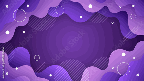 Vibrant purple background with abstract shapes and white dots for a technology banner design