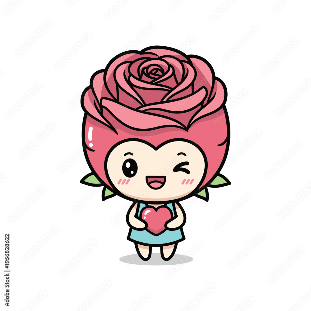 Obraz premium Rose Character Heart Commercial Vector