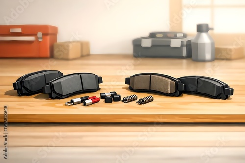 Minimalist lifestyle illustration of automotive brake pads.