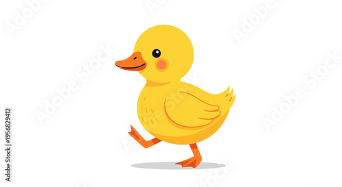 Photos Cute Yellow Cartoon Duck Walking Alone.