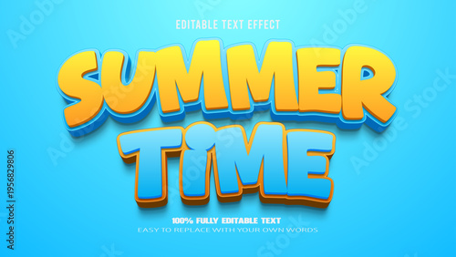 summer time editable text effect 3d vector