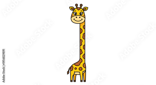 Smiling Cartoon Giraffe Illustration Animal.
