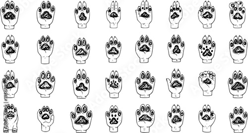 Oddity: Collection of Creepy Hands with Animal Pawprints - Weird Anatomy Art