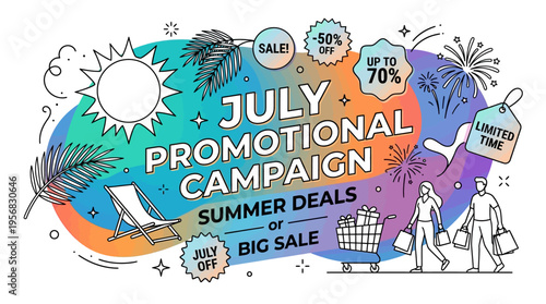 July Promotional Campaign with Summer Deals and Big Sales