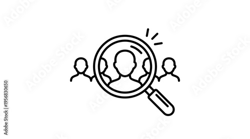 Magnifying Glass Focusing on People Concept for Searching