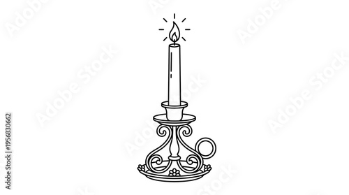 Elegant Candle in a Decorative Candlestick