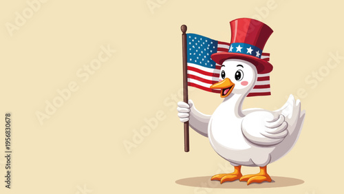 Vector illustration of patriotic goose with American flag