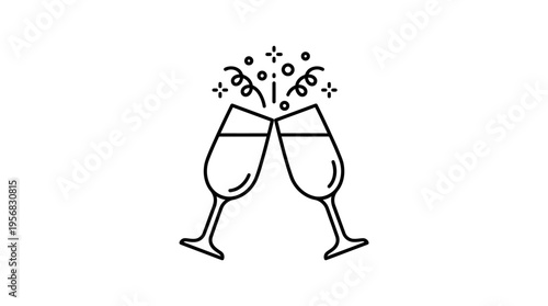 Cheers To Celebration Clinking Champagne Glasses