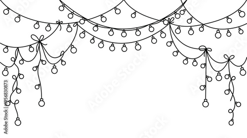 String Lights Garland Outline on White