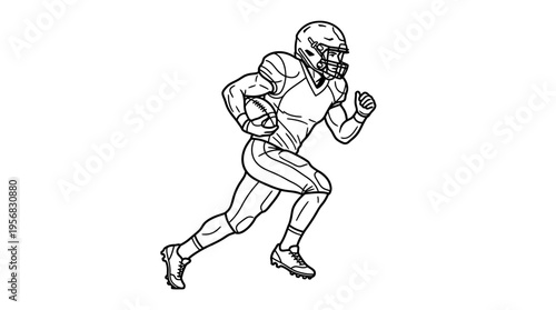 Line Art of Football Player Running with Ball