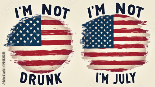 Vector American flag designs with humorous phrases