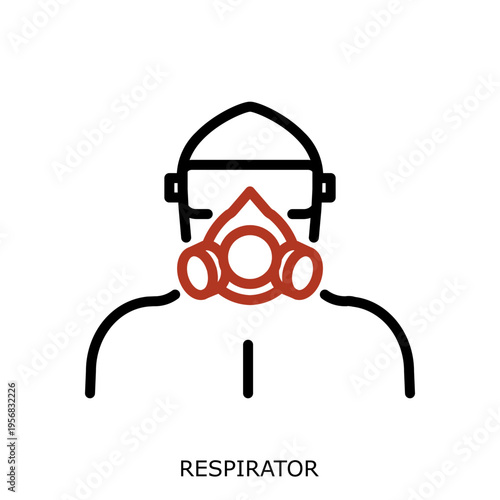 Respirator Icon - Health Safety Environment HSE Industrial Safety Symbol
