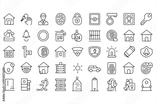 Alarm System and CCTV Icon Set for Smart Home Applications