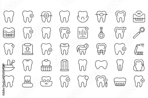 Dentistry Icon Collection with Tooth Care and Medical Equipment