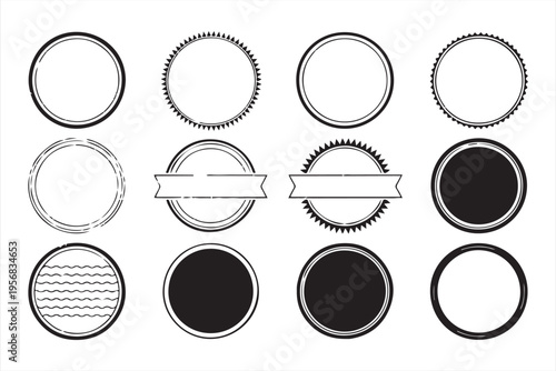 Classic Round Emblem Set with Distressed Texture and Labels