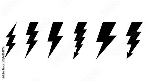 PrintModern Lightning Bolt Vector Icons - Clean Thunderbolt Energy Logo Set - Minimalist Flash Symbols for Branding and Website Design