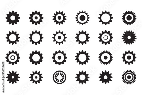 Mechanical Settings Icons with Gear and Machine Elements