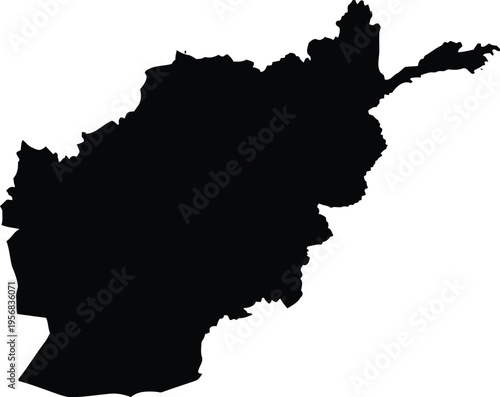Black silhouette of the map of afghanistan isolated on a white background for design purposes