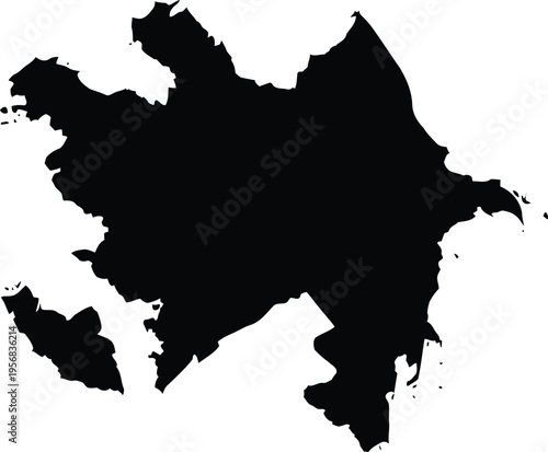 Black silhouette map of azerbaijan isolated on a white background for design projects.